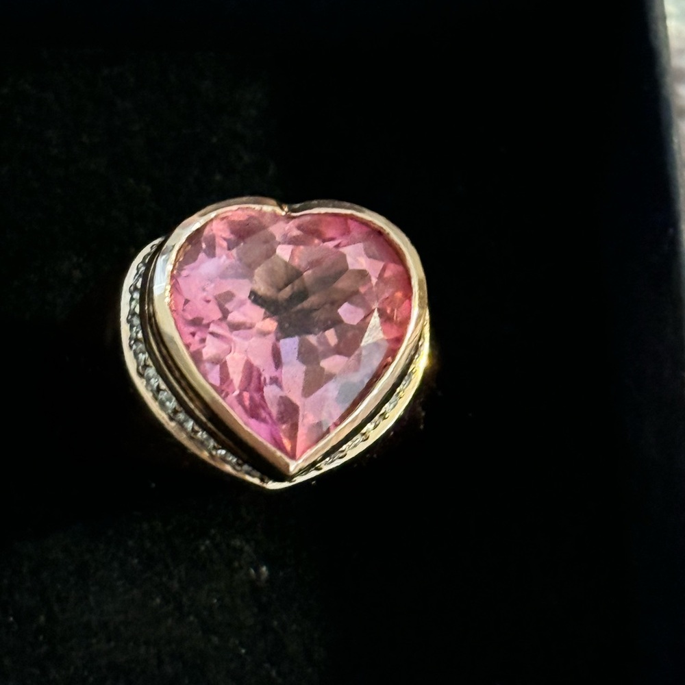 SOLD heavy rose gold pink topaz diamond ring